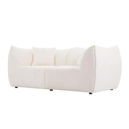 Mid-Century Modern 2 Seater Sofa Couch for Living Room, Bedroom, Apartment, Studio, Small Space, Beige