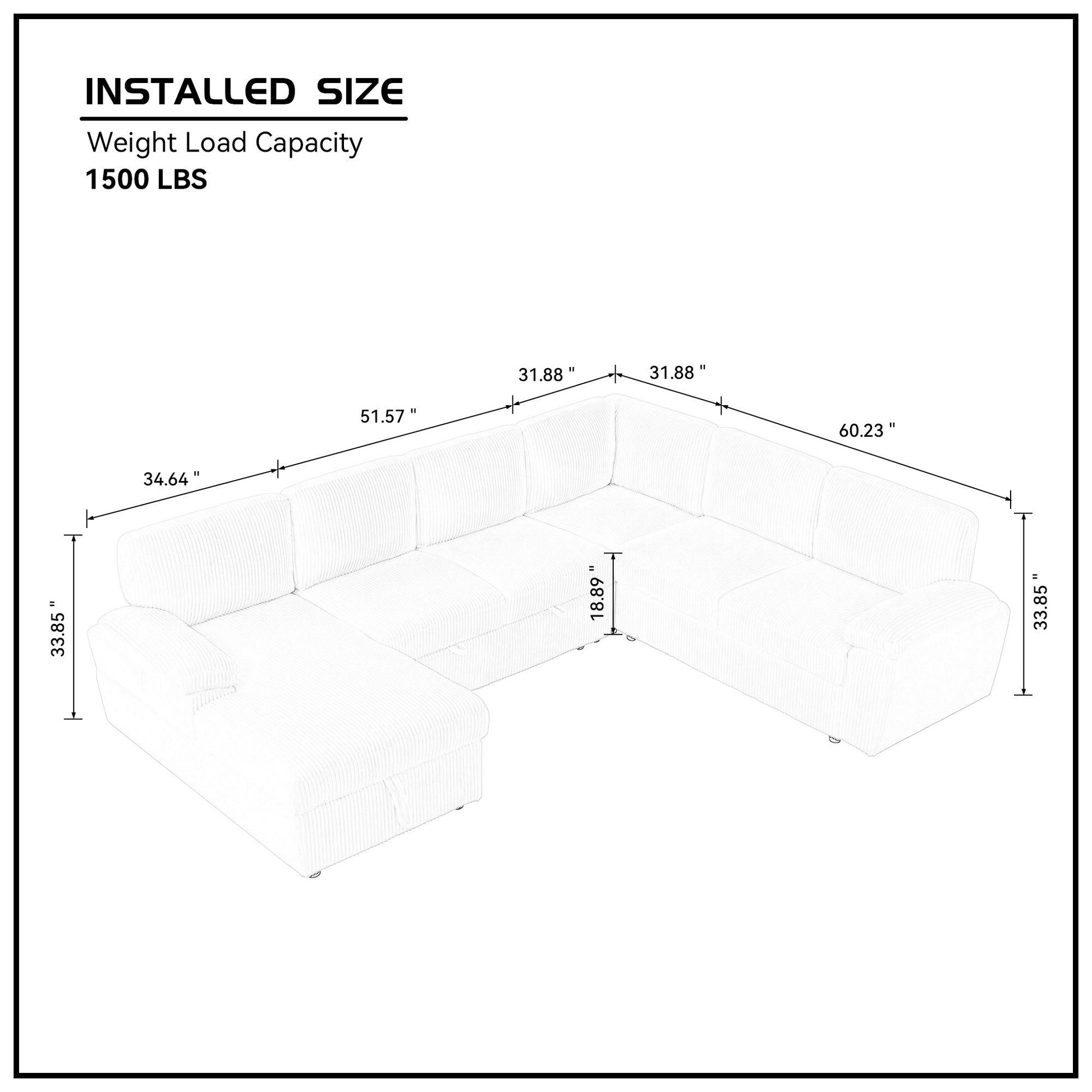 Oversized Modular Storage Sectional Sofa Couch for Home Apartment Office Living Room,Free Combination L/U Shaped Corduroy Upholstered Deep Seat Furniture Convertible Sleeper Sofabed LEFT