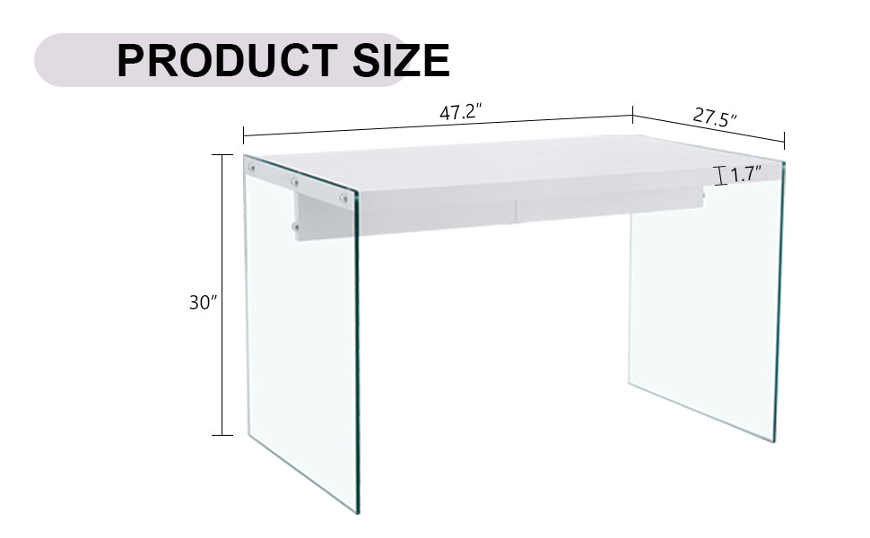 The top of the coffee table is made of MDF and white stickers, and the sides are clear tempered glass. The design is simple and elegant, and the structure is strong.