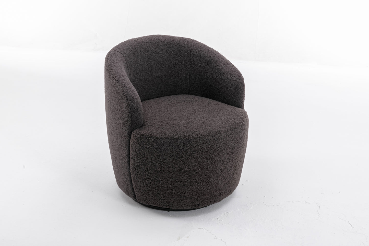 Teddy Fabric Swivel Accent Armchair Barrel Chair With Black Powder Coating Metal Ring,Dark Gray