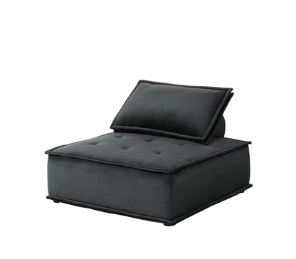 Anna 160" Black Velvet 4-Seater Modular Sofa