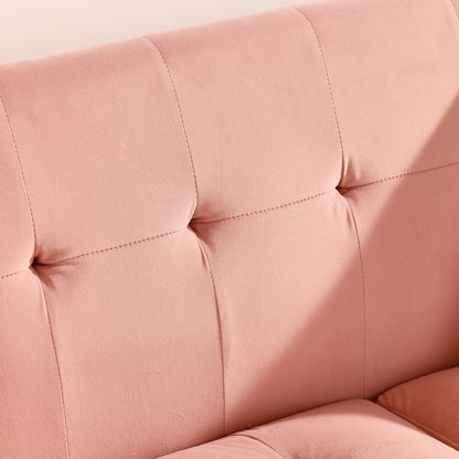 Loveseat Sofa, Mid Century Modern Decor Love Seat Couches for Living Room, Button Tufted Upholstered Small Couch for Bedroom, Solid and Easy to Install Love Seats Furniture,Pink