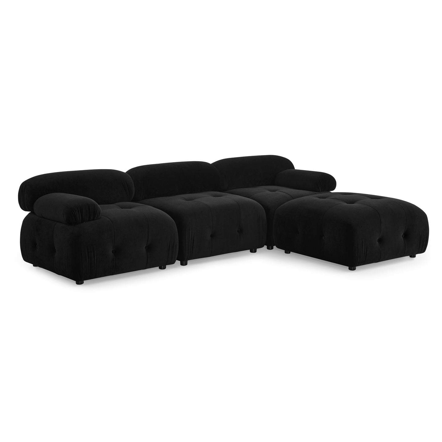 Modular Sectional Sofa, Button Tufted Designed and DIY Combination,L Shaped Couch with Reversible Ottoman, Black Velvet