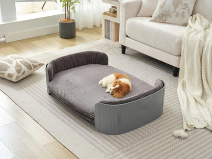 Scandinavian style Cat Couch Bed, Pet Sofa for Indoor Cats PP Indoor Pet Furniture Elevated Cat Beds with Removable Mattress Cover Suitable for Mid or Large  Animal Brand Design Grey+Grey