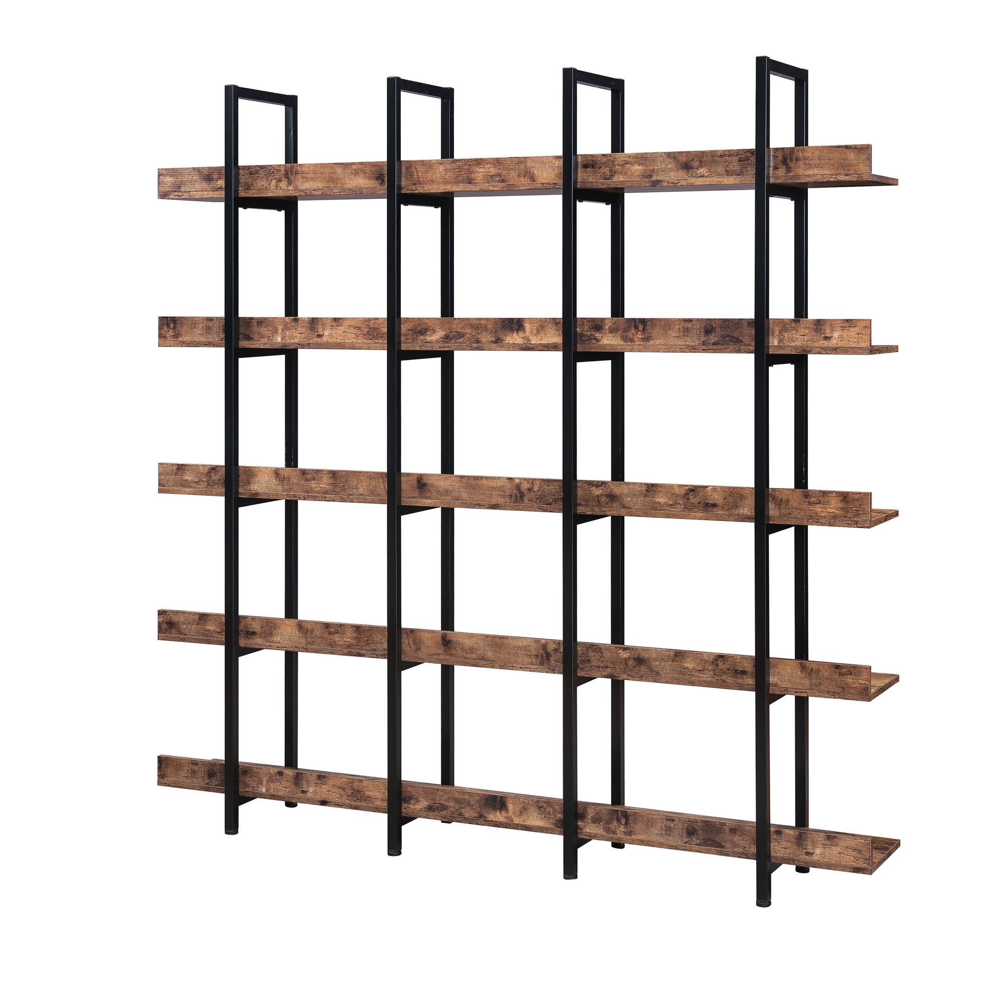 [VIDEO] 5 Tier Bookcase Home Office Open Bookshelf, Vintage Industrial Style Shelf with Metal Frame, MDF Board