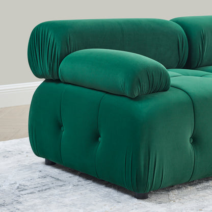 Modular Sectional Sofa, Button Tufted Designed and DIY Combination,L Shaped Couch with Reversible Ottoman, Green Velvet