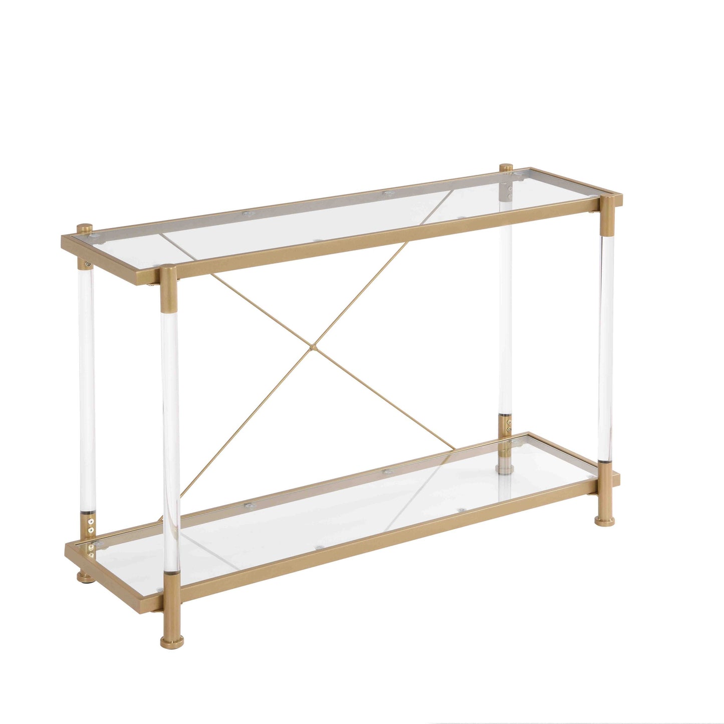 43.31'' Golden Glass Sofa Table, Acrylic Side Table, Console Table for Living Roome& Bedroom