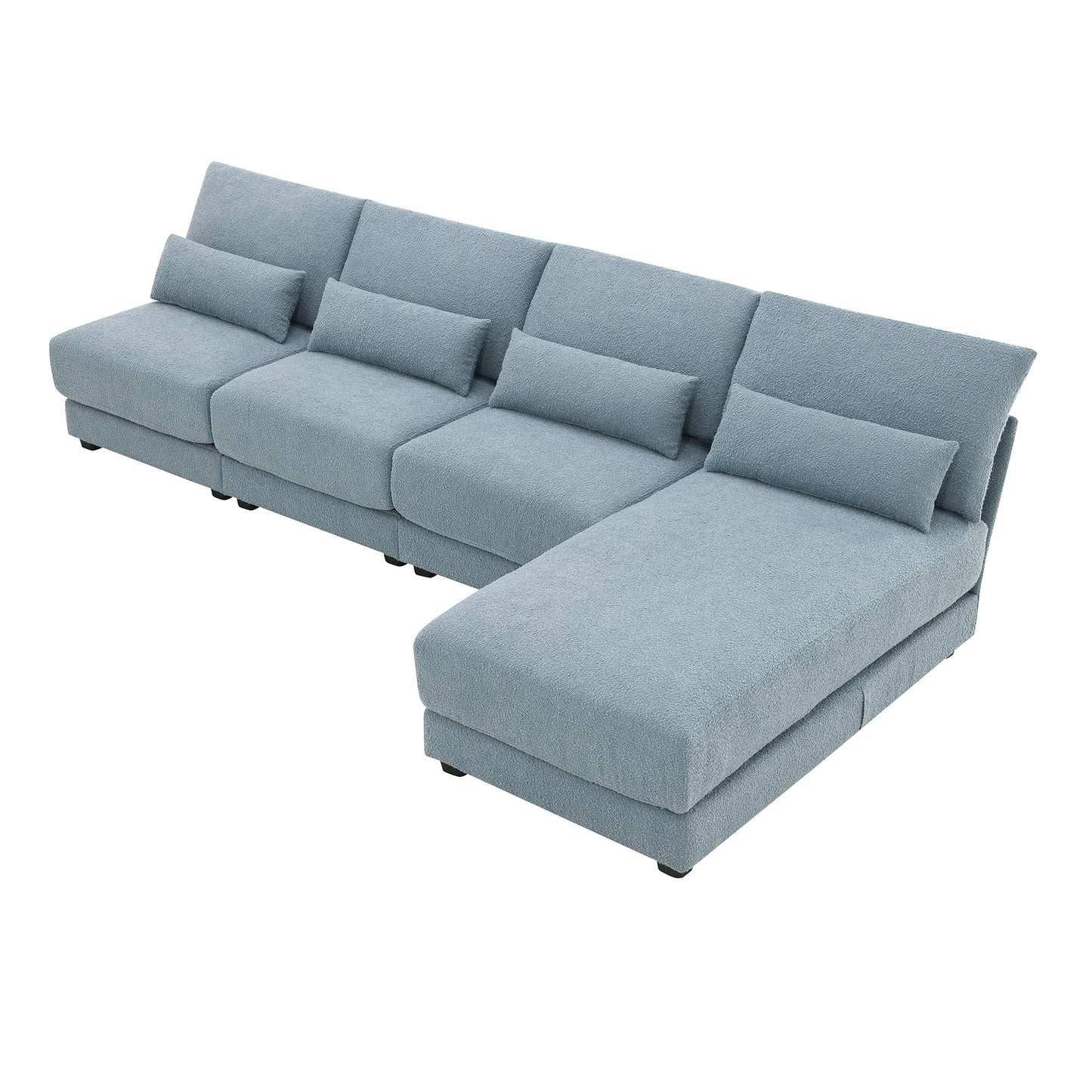 [VIDEO provided][New]120*61" Oversized Deep Seat Sectional Sofa with Reversible Chaise,Loop Yarn Fabric 5-seat Armless Indoor Furniture,Convertible L-shaped Couch for Living Room,Apartment,3 Colors