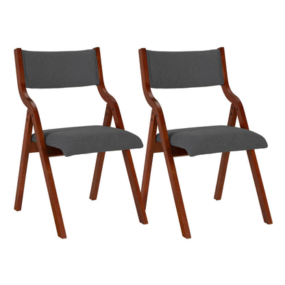Upholstered folding Dining chair, space saving, easy to carry, Dining Room, 2-Pack-Grey+Cherry