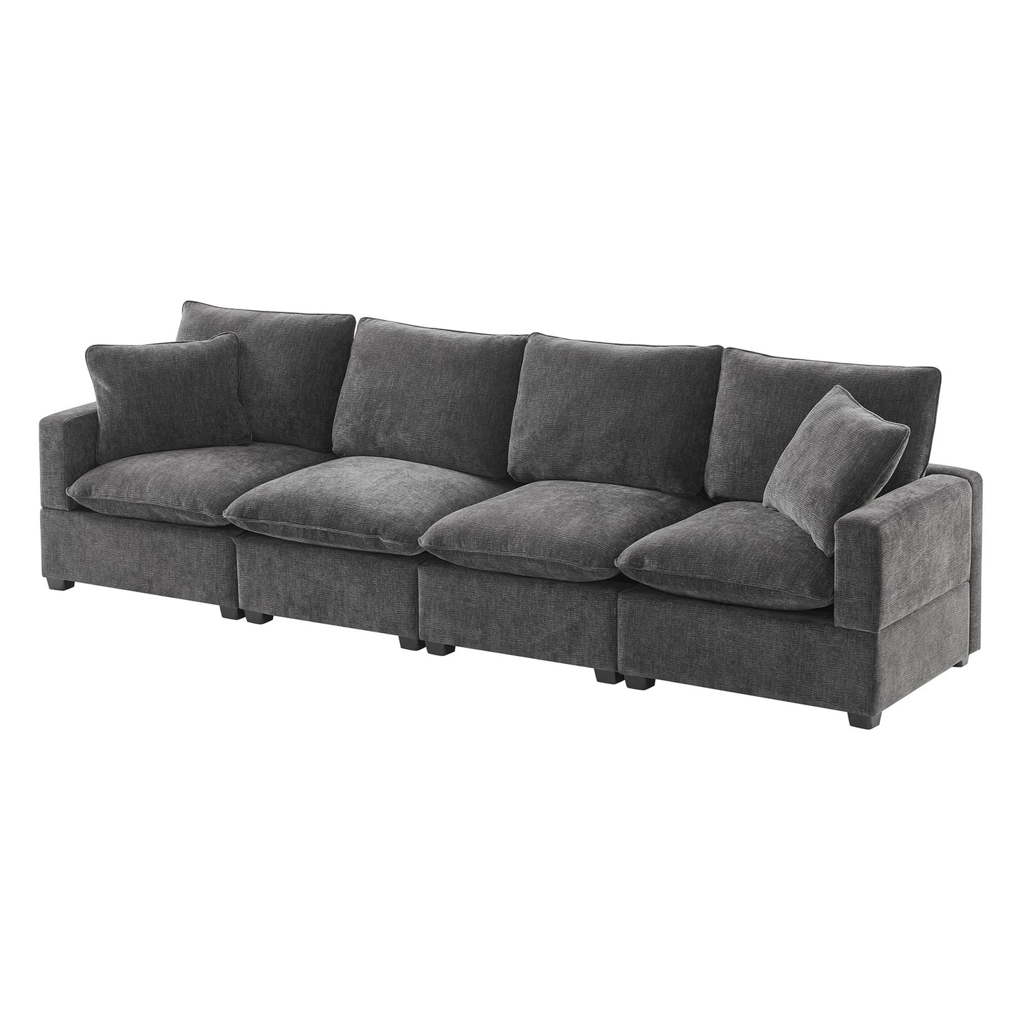 [VIDEO provided] [New] 110*29" Modern Modular Sofa, 4 Seat Chenille Sectional Couch Set with 2 Pillows Included, Freely Combinable Indoor Funiture for Living Room, Apartment, Office, 2 Colors