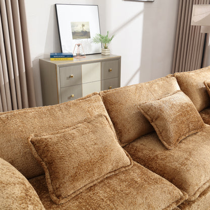 Modern Large boucle Fabric L-Shape Sectional Chenille fabric, movable pedals, detachable armrests, oversized three-seat Sofa