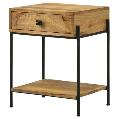 Natural Mango 1-Drawer Accent Table with Bottom Shelf