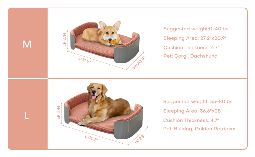 Scandinavian style Cat Couch Bed, Pet Sofa for Indoor Cats PP Indoor Pet Furniture Elevated Cat Beds with Removable Mattress Cover Suitable for Mid or Large  Animal Brand Design White+Pink