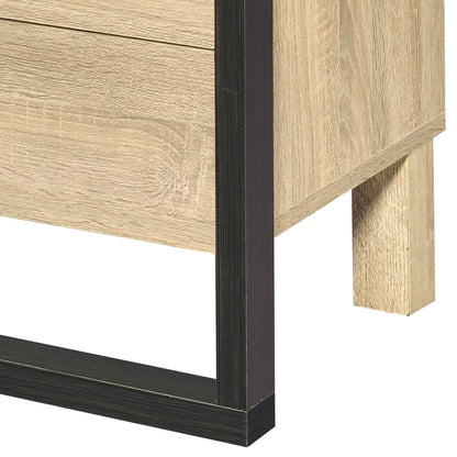 Oak and Black 2-drawer Nightstand