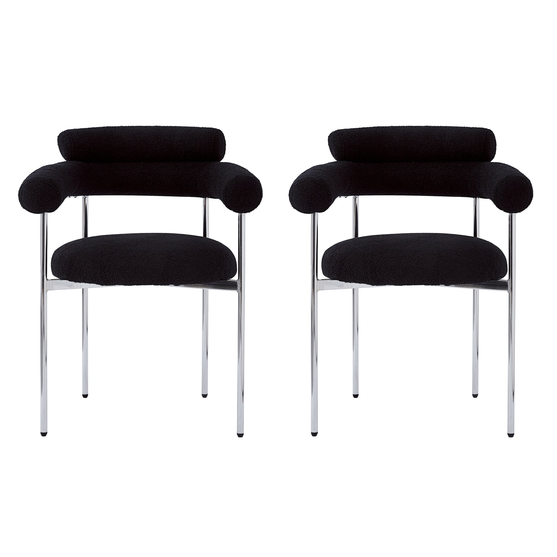 Upholstered Armchair Dining Chairs With Metal Legs (Set of 2),Black