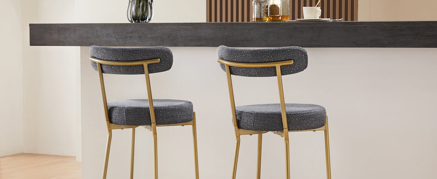 Modern Upholstered Sherpa Bar Stool Set