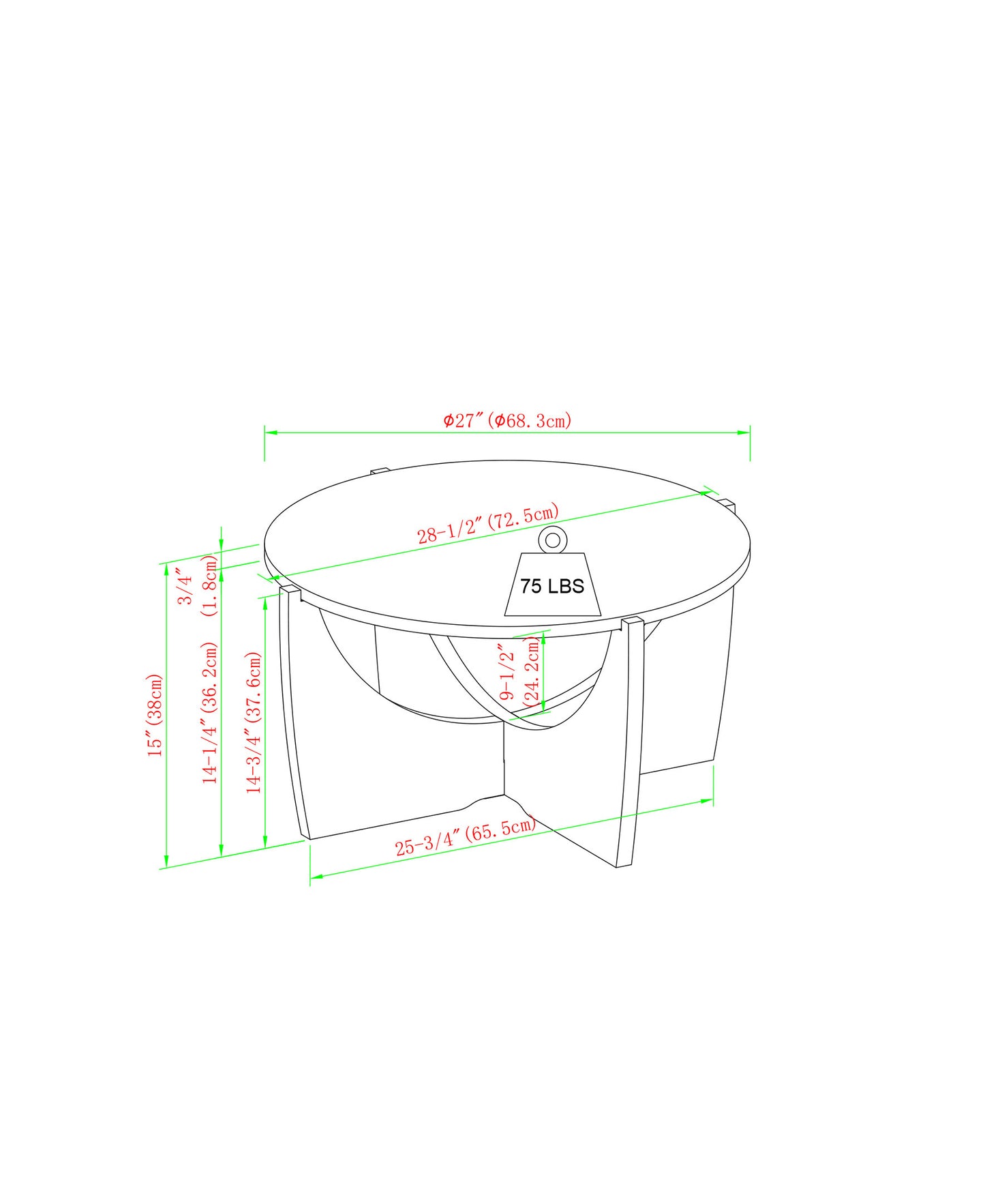 Contemporary Open Arch-Base Round Coffee Table – Coastal Oak