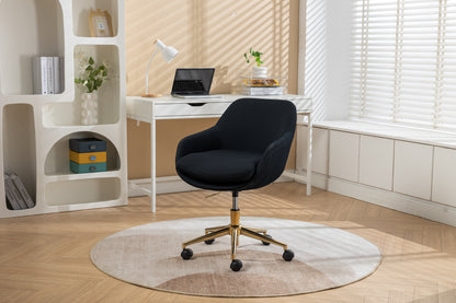 046-Mesh Fabric Home Office 360°Swivel Chair Adjustable Height With Gold Metal Base,Black