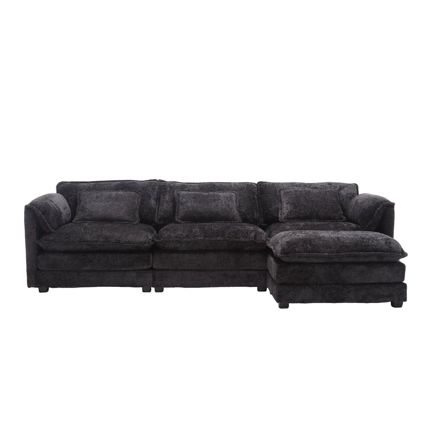 Modern Large boucle Fabric L-Shape Sectional Chenille fabric, movable pedals, detachable armrests, oversized three-seat Sofa