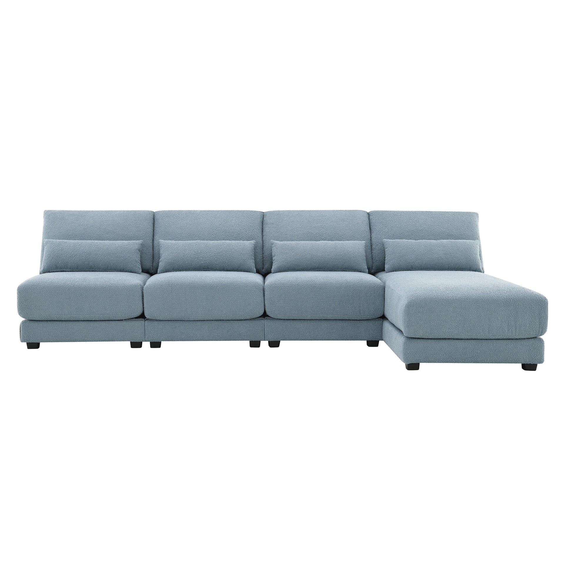 [VIDEO provided][New]120*61" Oversized Deep Seat Sectional Sofa with Reversible Chaise,Loop Yarn Fabric 5-seat Armless Indoor Furniture,Convertible L-shaped Couch for Living Room,Apartment,3 Colors