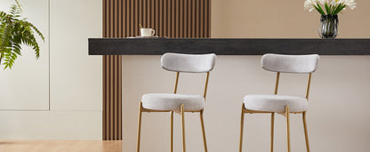 Modern Upholstered Sherpa Bar Stool Set