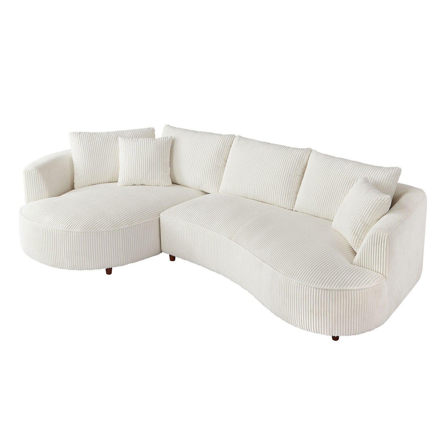 122.04 inch Oversized Sectional Sofa, Modern Couch with Chaise, Comfy Sofa Couch with Left  Facing Chaise, White Corduroy Sofa