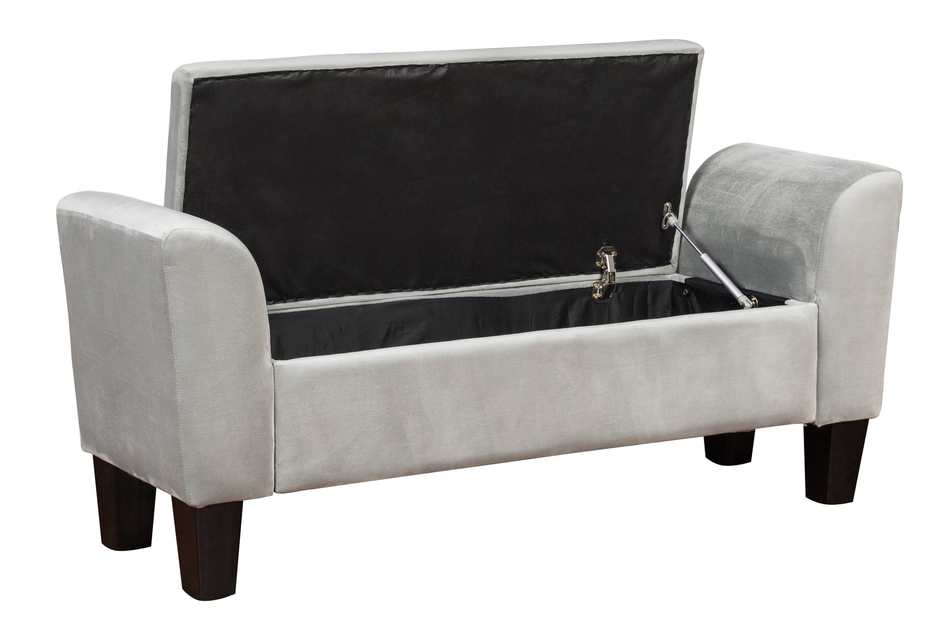 Mila 55" Gray Velvet Ottoman Bench with Storage