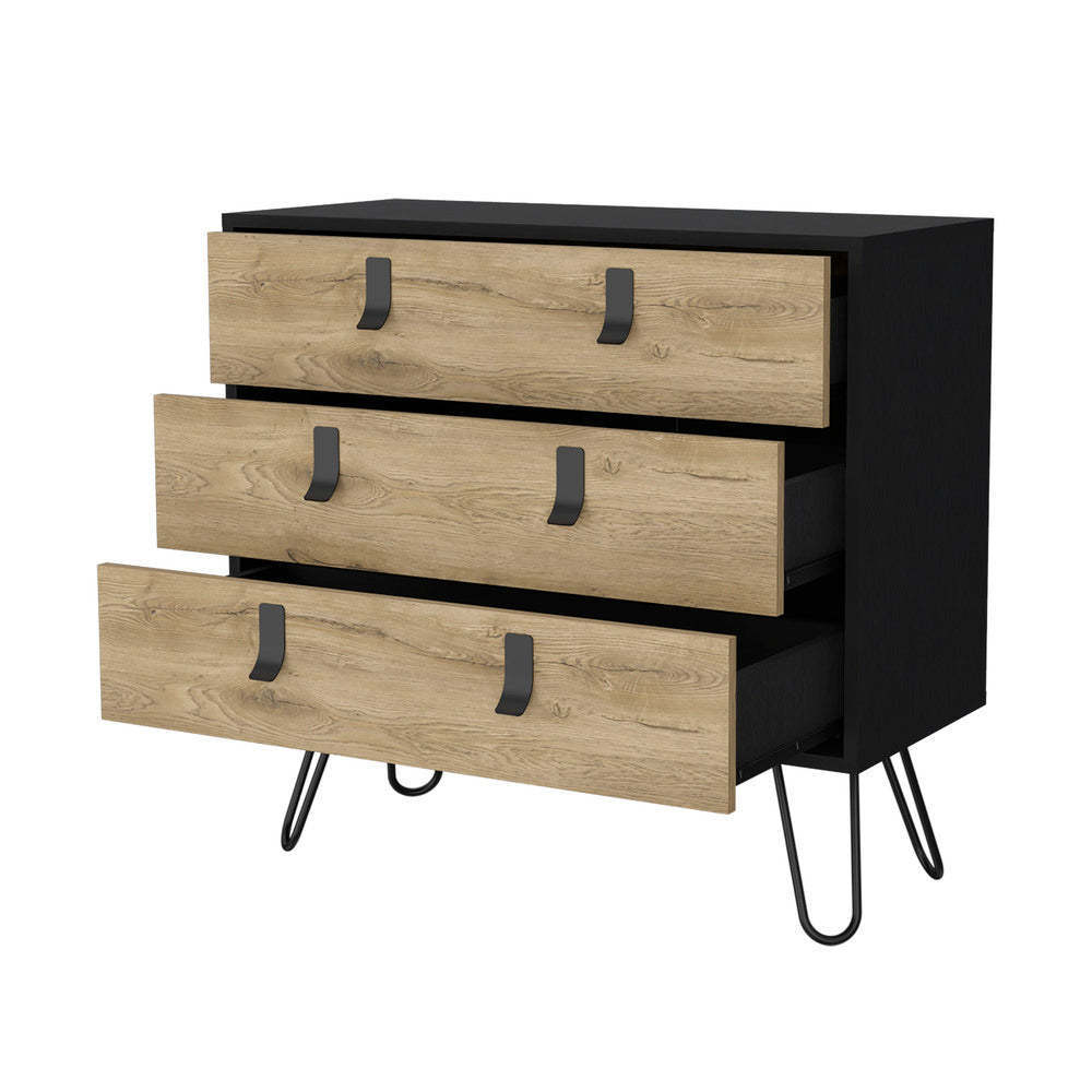 Chase Black and Macadamia 3-Drawer Dresser