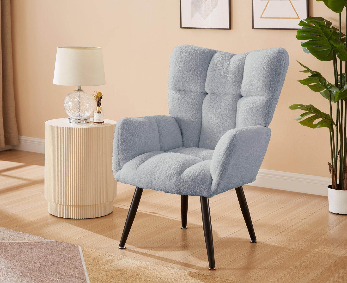 Modern Single Sofa Armchair with High Backrest Comfy Reading Chair for Small Spaces/Living Room/Bedroom/Apartment (COLOR:BLUE)