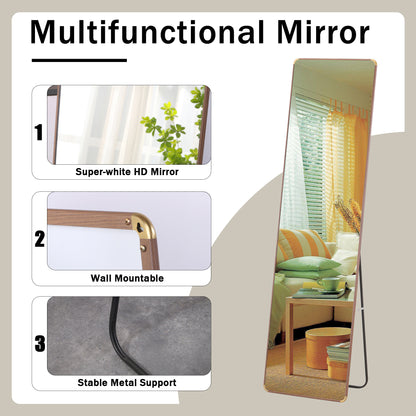 The 4th generation floor standing full-length rearview mirror. Pear wood framed wall mirror, bathroom makeup mirror, bedroom foyer, clothing store, wall mounted. 60 "* 16.5"