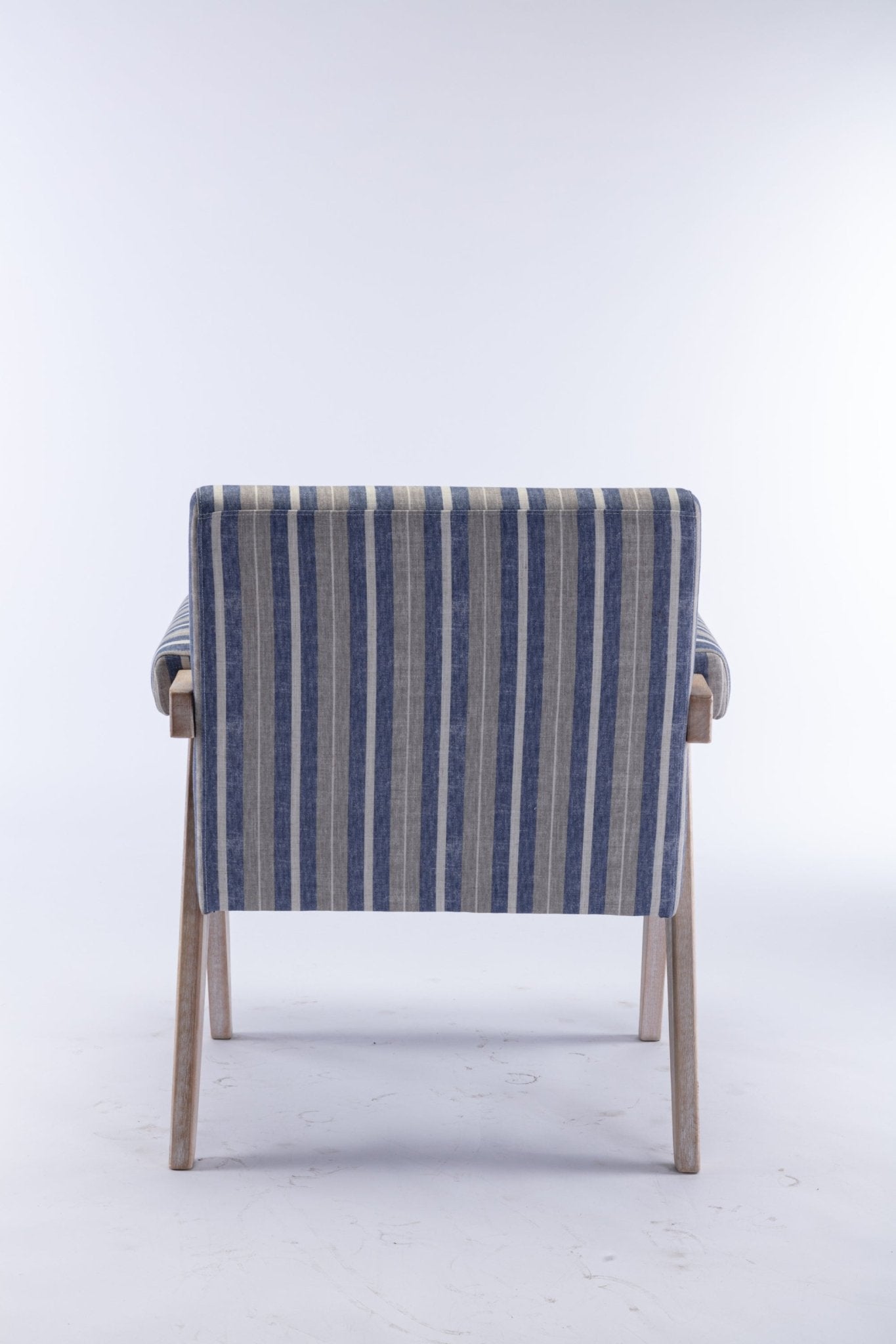 Accent chair, KD rubber wood legs with black finish. Fabric cover the seat. With a cushion.Blue Stripe - Groovy Boardz