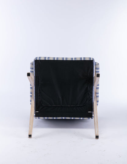 Accent chair, KD rubber wood legs with black finish. Fabric cover the seat. With a cushion.Blue Stripe - Groovy Boardz