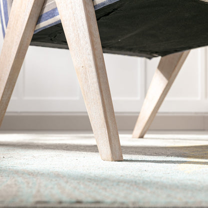 Accent chair, KD rubber wood legs with black finish. Fabric cover the seat. With a cushion.Blue Stripe - Groovy Boardz