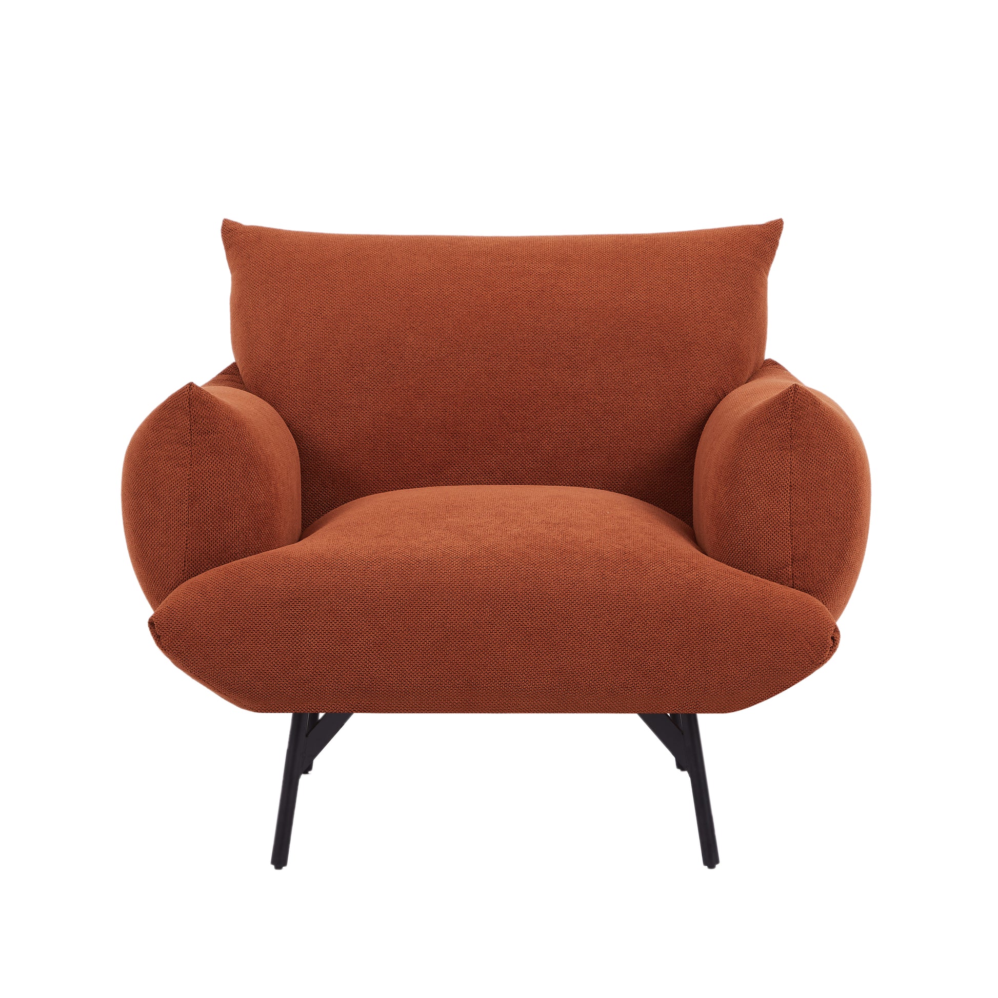 Oversized Living Room Accent Armchair Upholstered-Single Sofa Chair, Mid-Century Modern Comfy Fabric Armchair with Metal Leg for Bedroom Living Room Apartment Curry