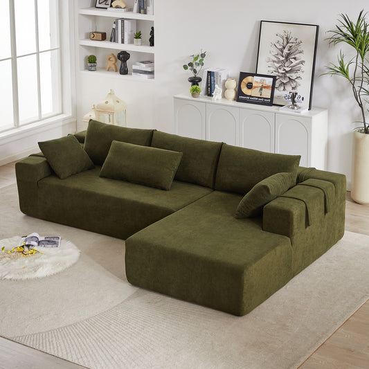 Modern Chenille Upholstered Sectional Sofa Couch Set,Modular 108" L Shaped Sectional Living Room Sofa Set With 6 Pillows,Free Combination Sofa Couch for Living Room,Bedroom(Right Chaise)