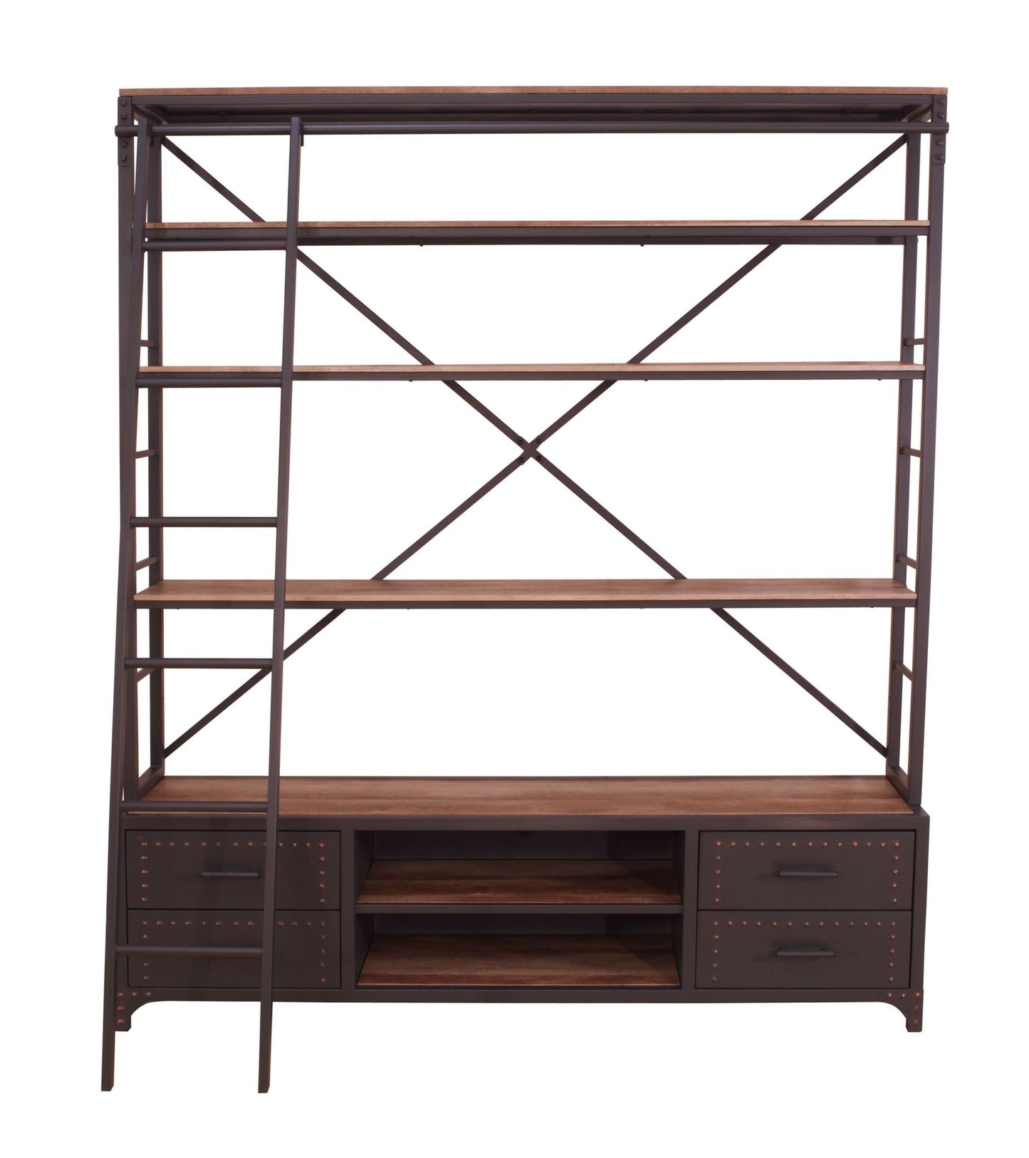 ACME Actaki Bookshelf & Ladder in Sandy Gray 92433 - Groovy Boardz