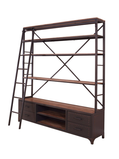 ACME Actaki Bookshelf & Ladder in Sandy Gray 92433 - Groovy Boardz