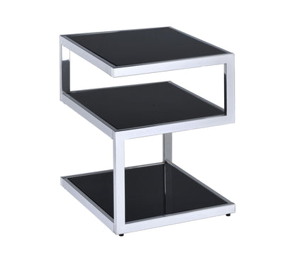 ACME Alyea Side Table in Chrome & Black Glass 81848 - Groovy Boardz