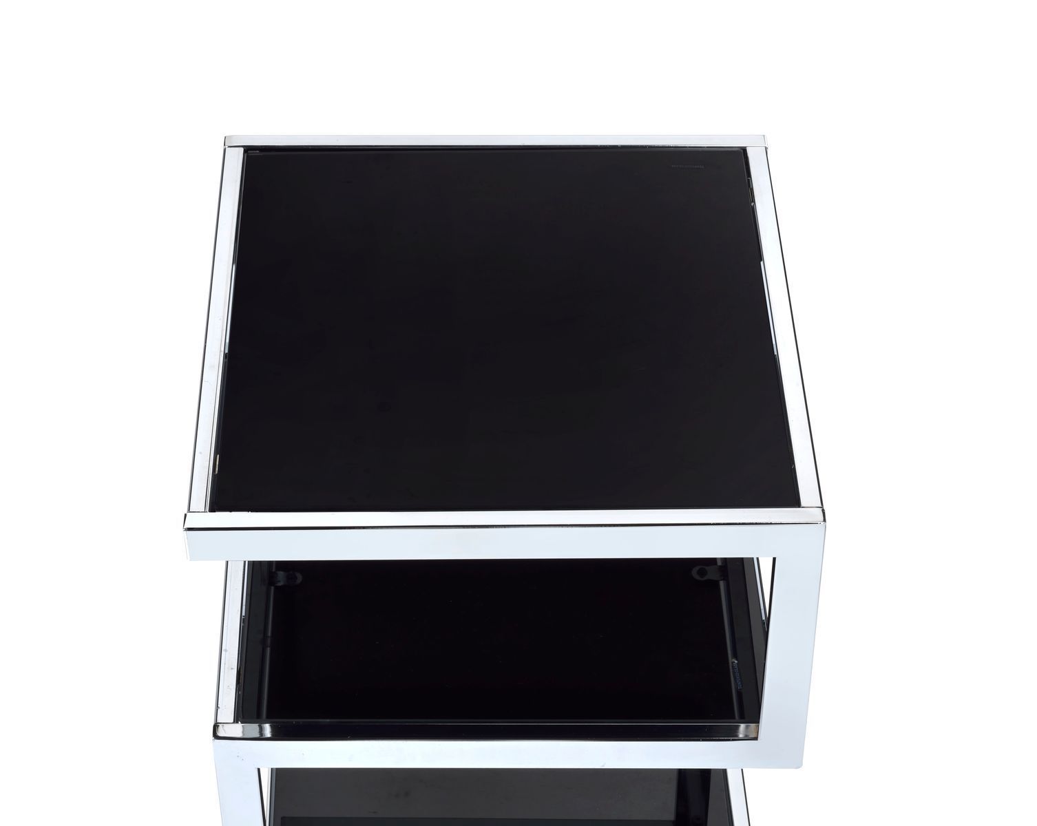 ACME Alyea Side Table in Chrome & Black Glass 81848 - Groovy Boardz