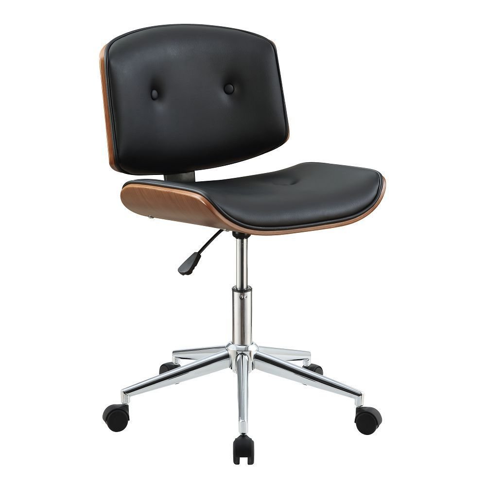 ACME Camila Office Chair in Black PU & Walnut 92418 - Groovy Boardz