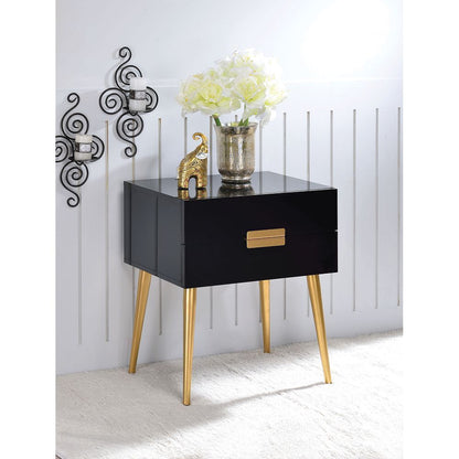 ACME Denvor Night Table in Black & Gold 84495 - Groovy Boardz