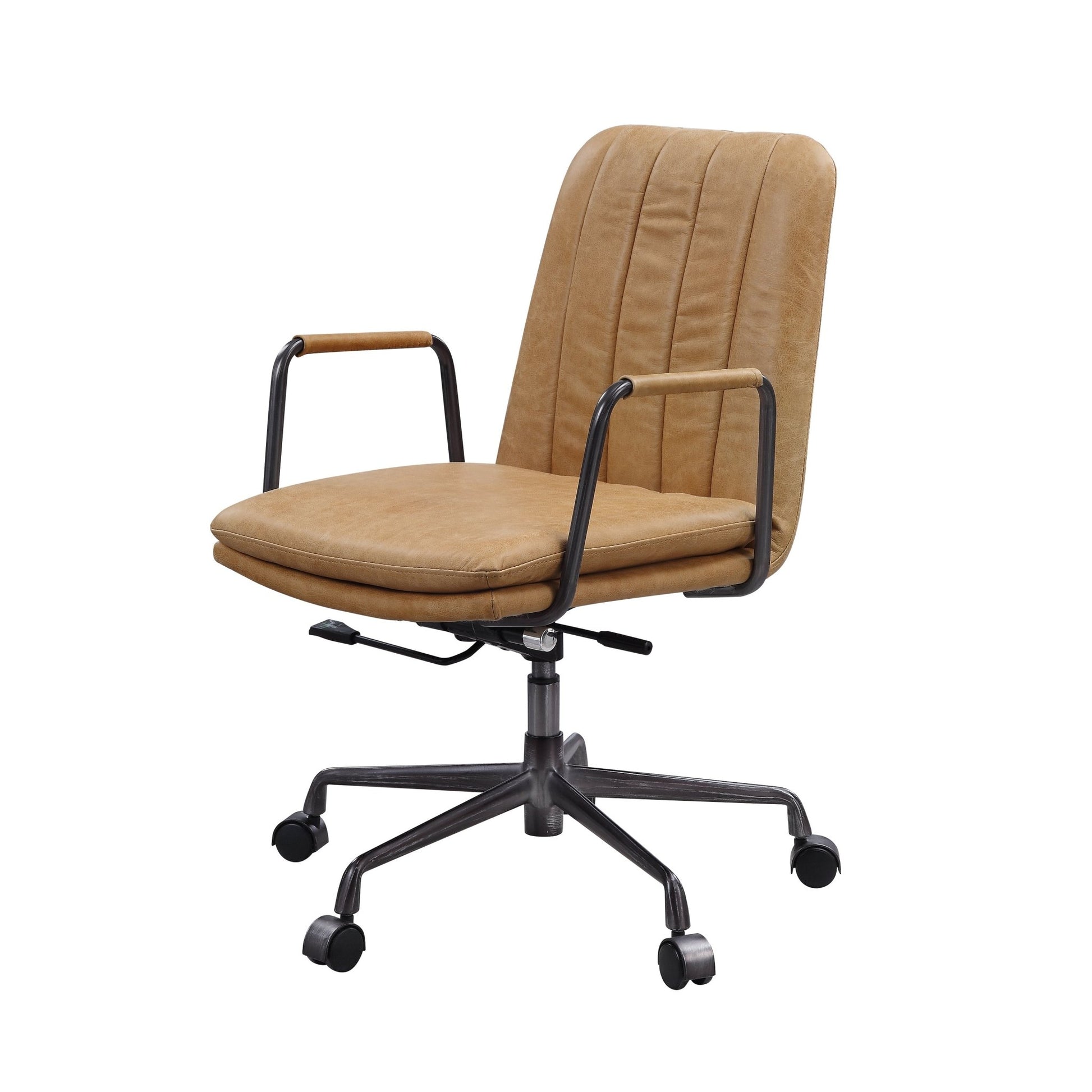 ACME Eclarn Office Chair in Rum Top Grain Leather 93174 - Groovy Boardz