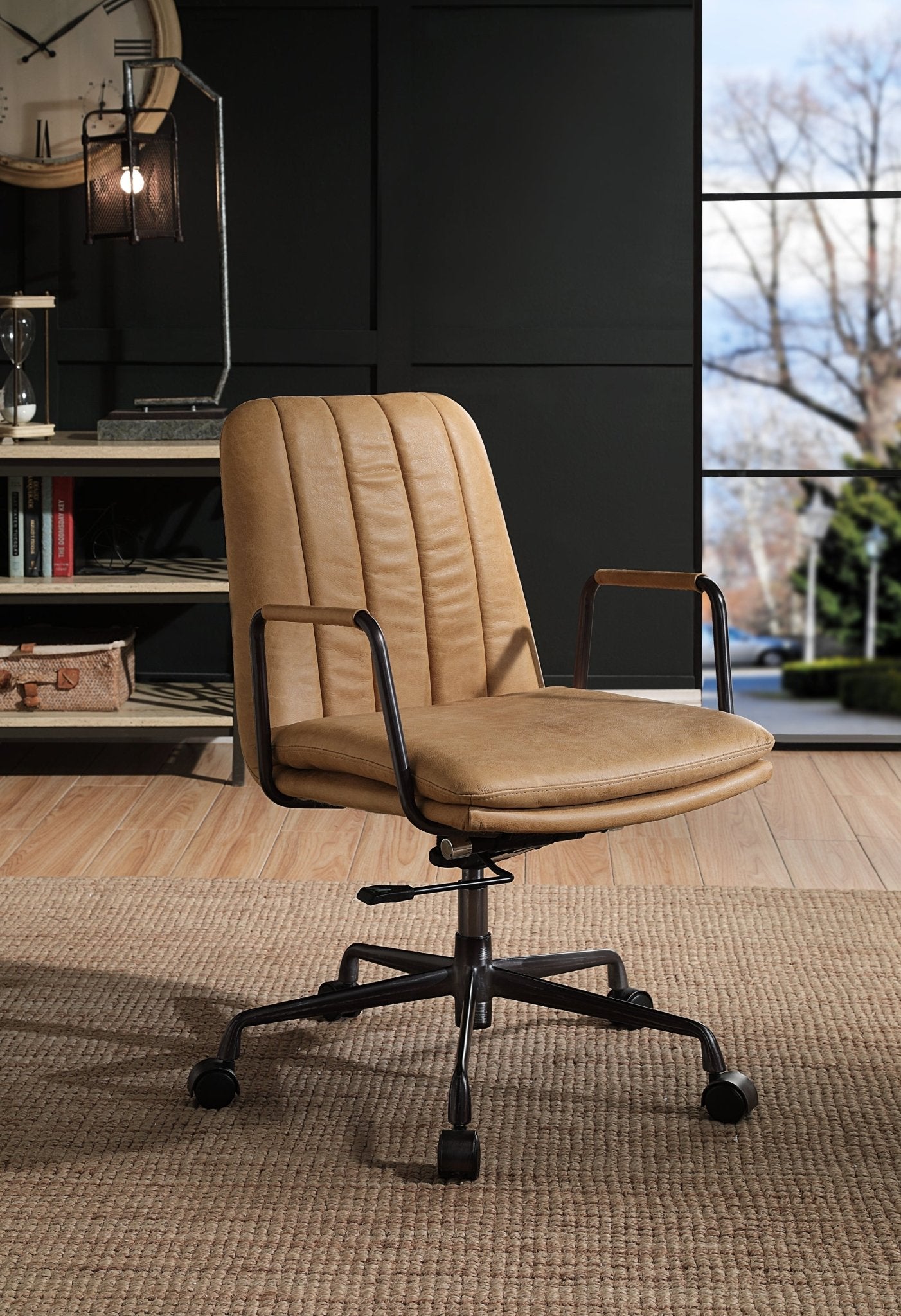 ACME Eclarn Office Chair in Rum Top Grain Leather 93174 - Groovy Boardz