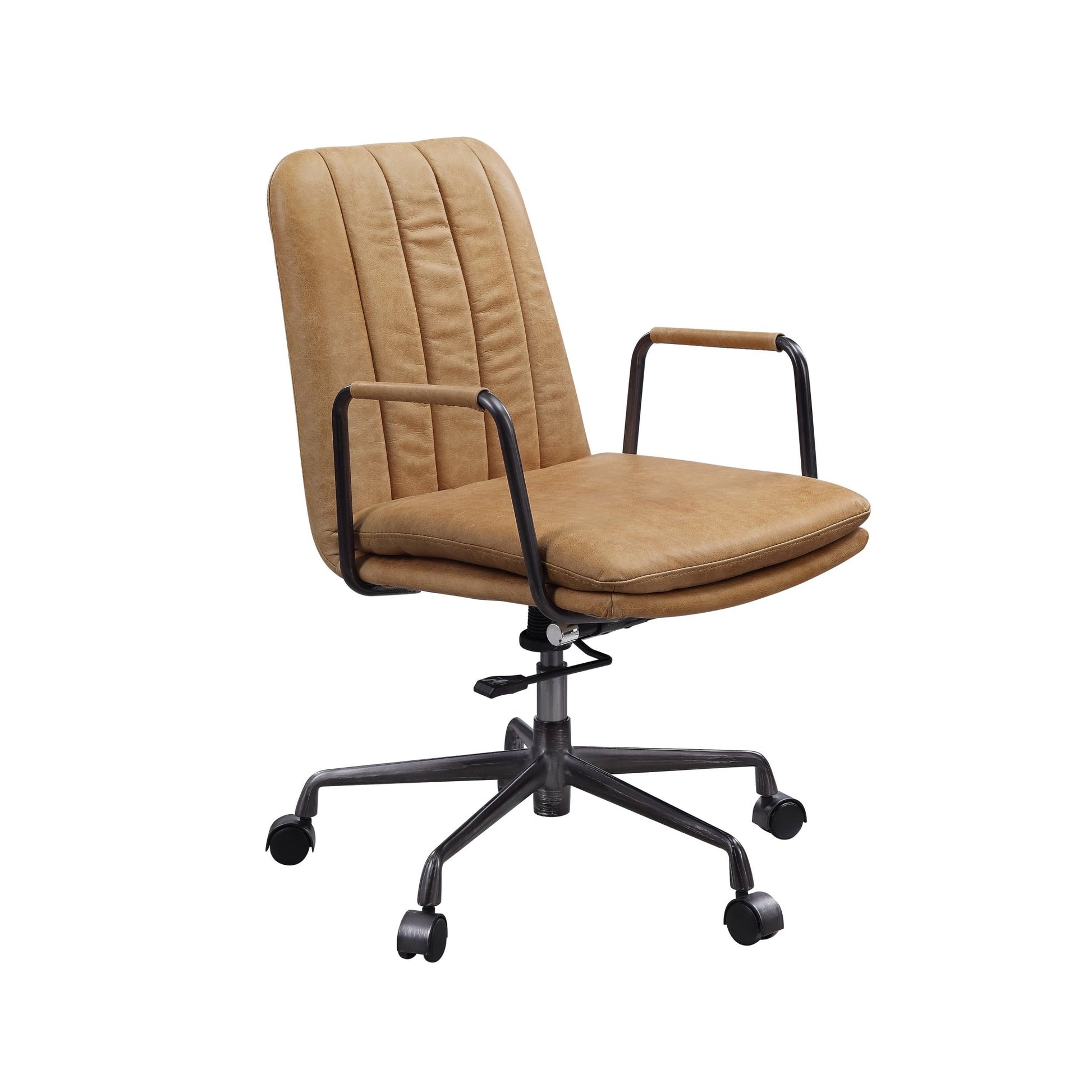 ACME Eclarn Office Chair in Rum Top Grain Leather 93174 - Groovy Boardz