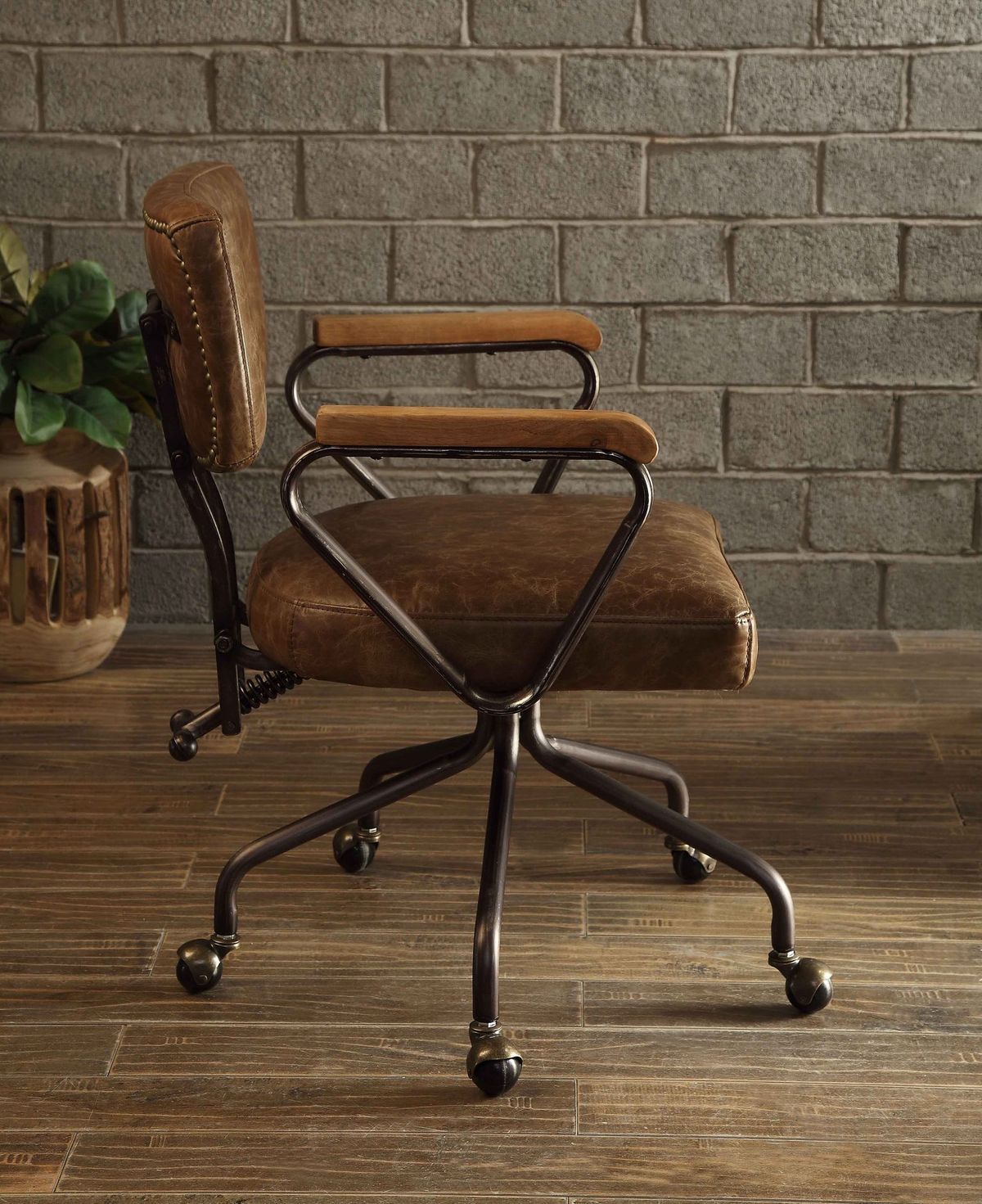 ACME Hallie Office Chair in Vintage Whiskey Top Grain Leather 92410 - Groovy Boardz