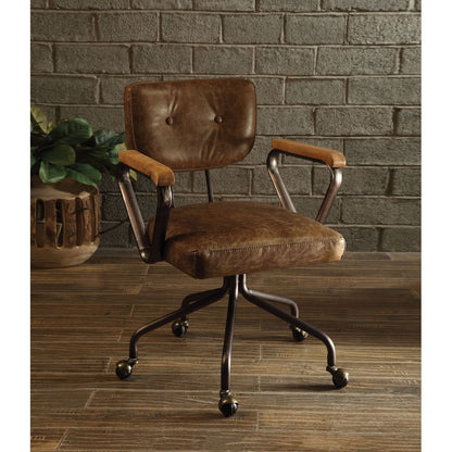 ACME Hallie Office Chair in Vintage Whiskey Top Grain Leather 92410 - Groovy Boardz