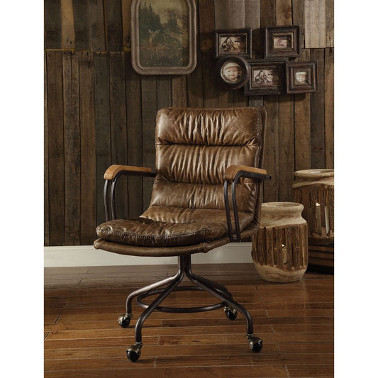 ACME Harith Office Chair in Vintage Whiskey Top Grain Leather 92416 - Groovy Boardz