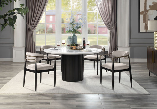 ACME Jaramillo Round Dining Table, Engineering Marble Top & Black Finish DN02141 - Groovy Boardz