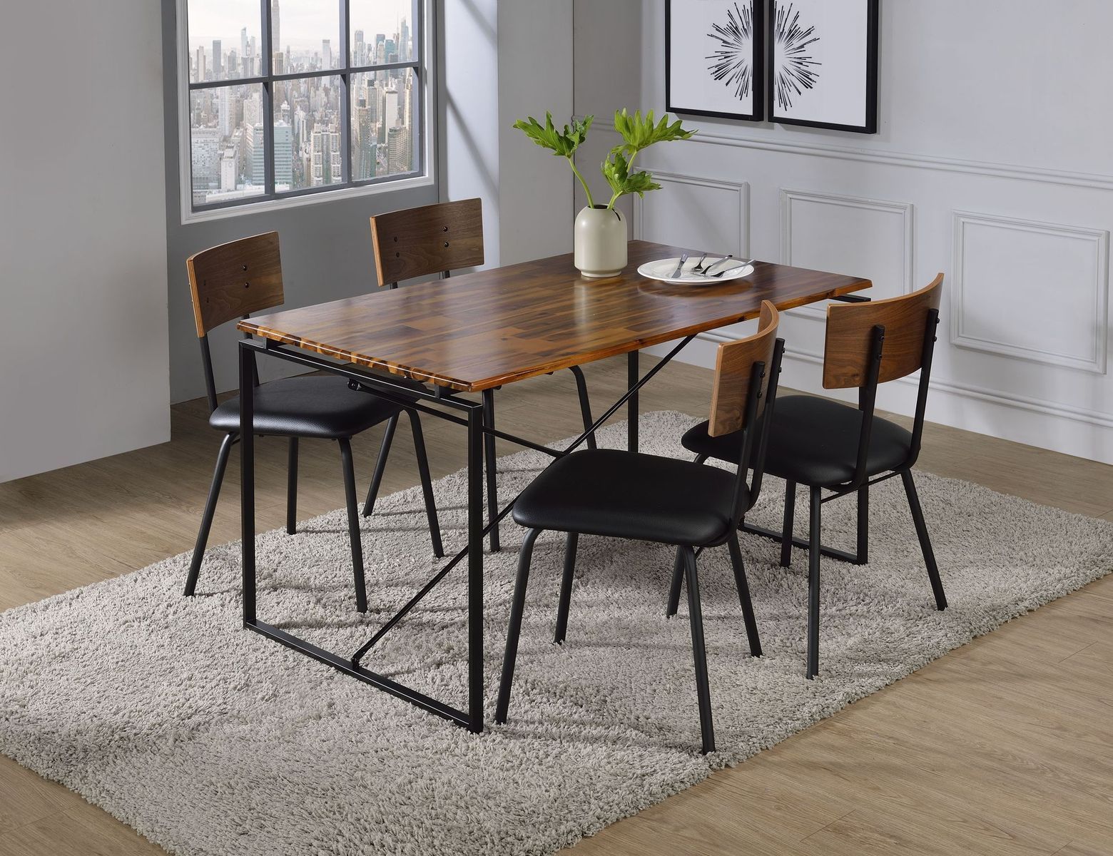 ACME Jurgen Dining Table, Oak & Black 72910 - Groovy Boardz