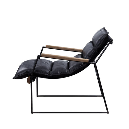 ACME Luberzo Accent Chair in Distress Espresso Top Grain Leather & Matt Iron Finish 59946 - Groovy Boardz